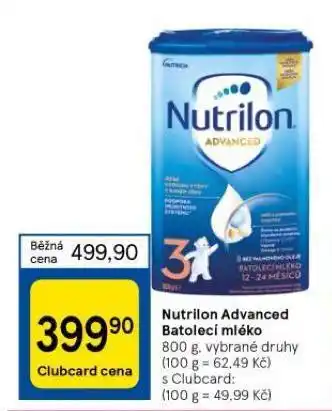 Tesco Nutrilon advanced batolecí mléko nabídka