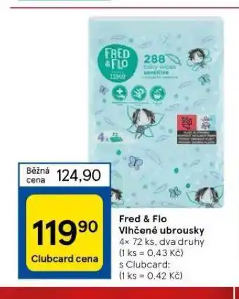 Tesco Fred & flo dětské vlhčené ubrousky nabídka