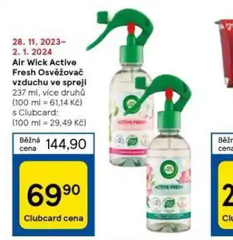 Tesco Air wick active fresh osvěžovač vzduchu ve spreji nabídka