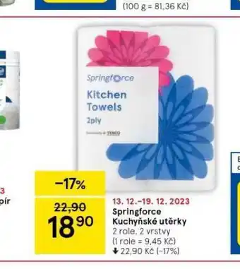 Tesco Springforce kuchyňské utěrky nabídka