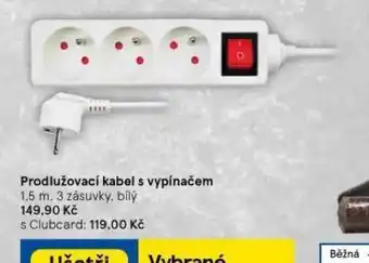Tesco Prodlužovací kabel s vypínačem nabídka
