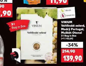 Kaufland Vinium veltínské zelené nabídka