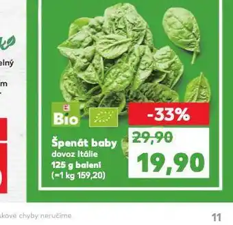 Kaufland Bio špenát baby nabídka