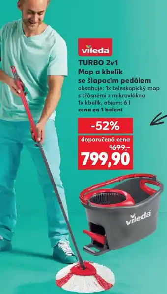 Kaufland vileda TURBO 2v1 Mop a kbelík se šlapacím pedálem nabídka