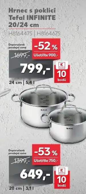 Kaufland Hrnec s poklicí Tefal INFINITE 20/24 cm nabídka