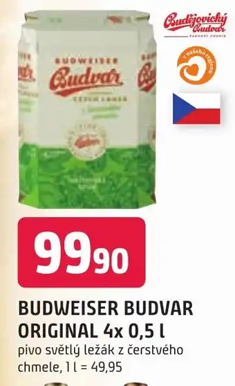 Trefa BUDWEISER BUDVAR ORIGINAL 4x 0,5 L nabídka