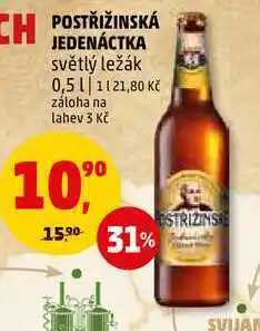 Penny Market Postřižinská jedenáctka světlý ležák, 0,5 l nabídka