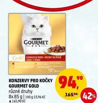 Penny Market Konzervy pro kočky gourmet gold různé druhy, 8x 85 g nabídka