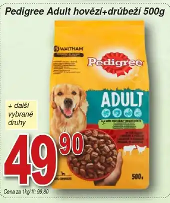 Hruška Pedigree Adult hovězí+drůbeží 500g nabídka
