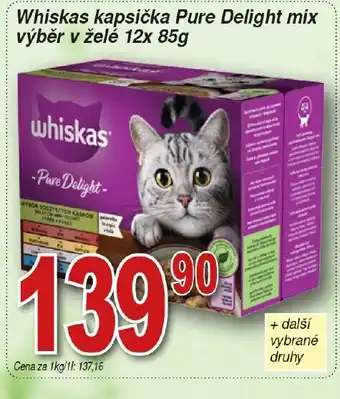 Hruška Whiskas kapsička Pure Delight mix výběr v želé 12x 85g nabídka