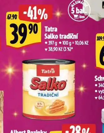 Albert Tatra salko tradiční nabídka