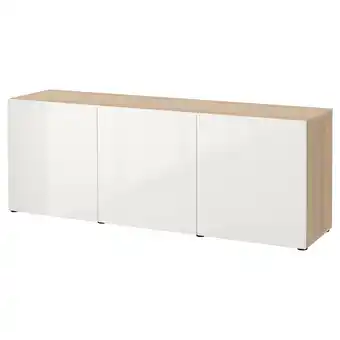 IKEA Bestå úložná sestava s dvířky, vz. bíle moř. dub/selsviken lesklá bílá, 180x42x65 cm nabídka