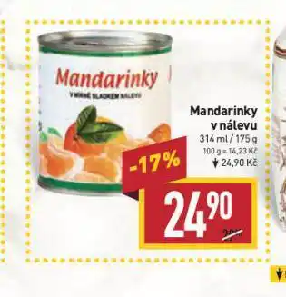 Billa Mandarinky v nálevu nabídka