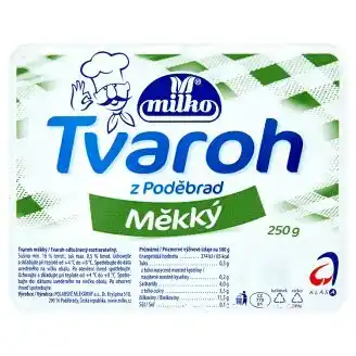 Tesco Milko tvaroh z poděbrad 250g, vybrané druhy nabídka