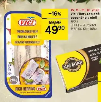 Tesco Vici filety ze sledě obecného v oleji nabídka