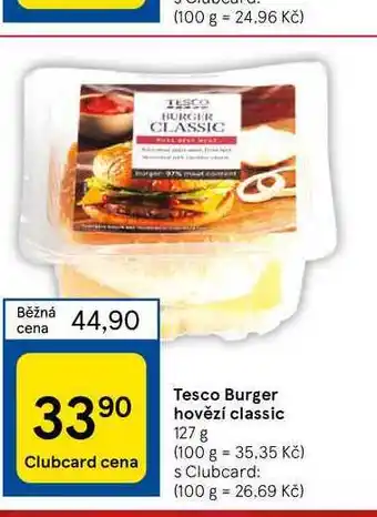 Tesco Tesco burger hovězí classic nabídka