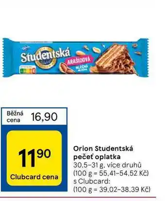 Tesco Orion studentská pečeť oplatka nabídka