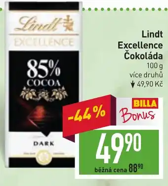 Billa Lindt Excellence Čokoláda nabídka