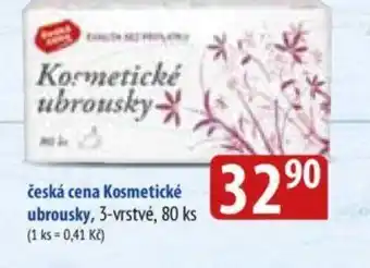 česká cena Kosmetické ubrousky, 3-vrstvé, 80 ks