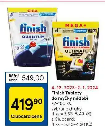 Tesco Finish tablety do myčky nádobí nabídka