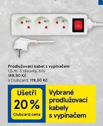 Tesco Prodlužovací kabel s vypínačem nabídka