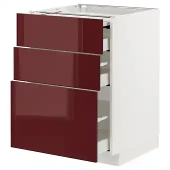 IKEA Metod / maximera sk. s výs. prac. plochou/3 zás., bílá kallarp/lesklá tmavě červeno-hnědá, 60x60 cm nabídka