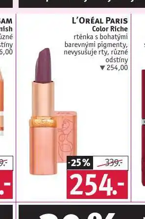 Rossmann Loreal paris rtěnka nabídka
