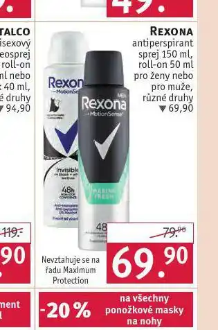 Rossmann Rexona antiperspirant nabídka