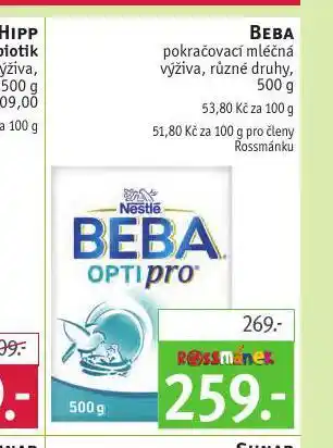 Rossmann Beba pokračovací mléčná výživa nabídka