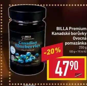 Billa Billa premium kanadské borůvky ovocná pomazánka 250g nabídka