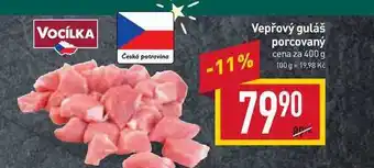 Billa Vepřový guláš porcovaný cena za 400 g nabídka