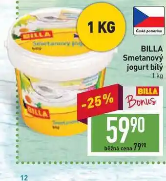 Billa Billa smetanový jogurt bílý 1 kg nabídka