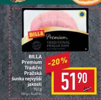 Billa Billa premium tradiční pražská šunka nejvyšší jakosti 150 g nabídka