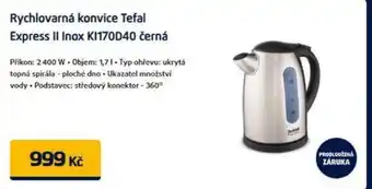 Datart Rychlovarná konvice Tefal Express II Inox KI170D40 černá nabídka