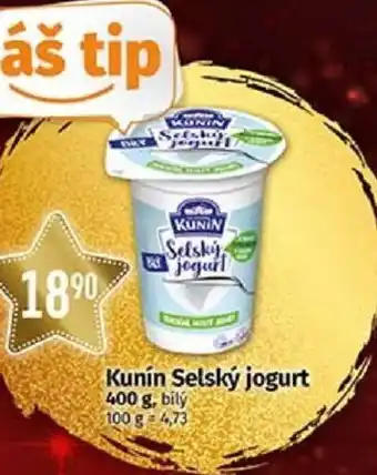 COOP TIP Kunín Selský jogurt 400 g nabídka