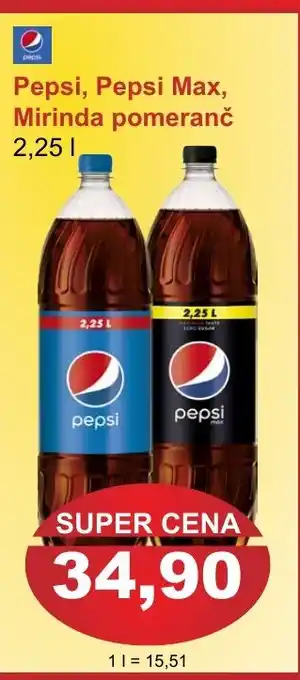 PLUS JIP Pepsi, Pepsi Max, Mirinda pomeranč nabídka