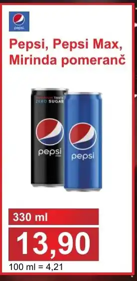 PLUS JIP Pepsi, Pepsi Max, Mirinda pomeranč nabídka