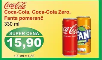 PLUS JIP Coca-Cola, Coca-Cola Zero, Fanta pomeranč 330 ml nabídka