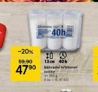 Tesco Náhradní hřbitovní svíčky nabídka