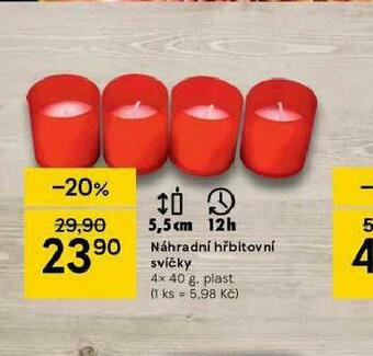 Tesco Náhradní hřbitovní svíčky nabídka