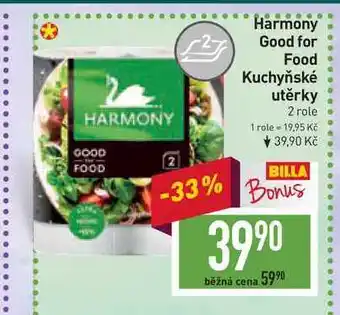Billa Harmony good for food kuchyňské utěrky 2 role nabídka