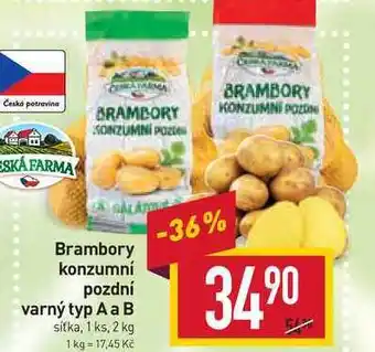 Billa Brambory konzumní pozdní varný typ a a b sítka, 1 ks, 2 kg nabídka
