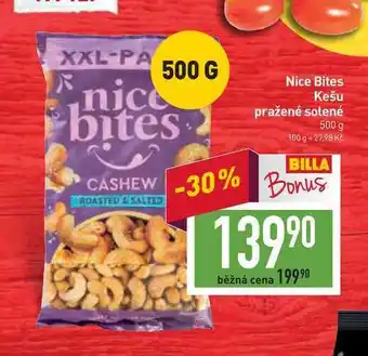 Billa Nice bites kešu pražené solené 500 g nabídka