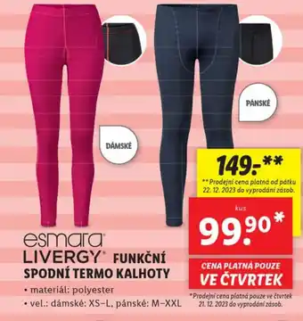 Lidl FUNKČNÍ SPODNÍ TERMO KALHOTY nabídka