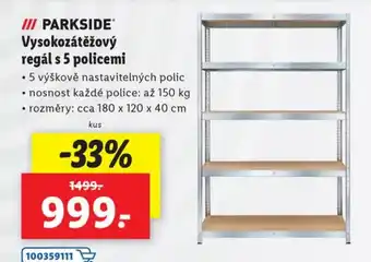 Lidl vysokozátěžový regál s 5 policemi nabídka