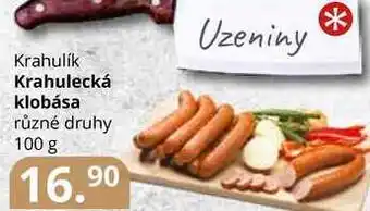 Potraviny CZ Krahulik krahulecká klobása různé druhy 100 g nabídka