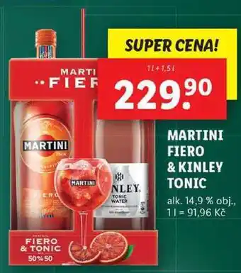 Lidl Martini fiero & kinley tonic, 1 l + 1,5 l nabídka