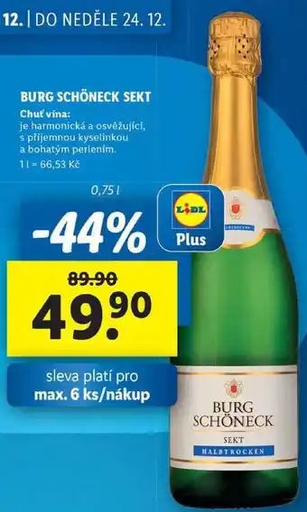 Lidl Burg schöneck sekt, 0,75 l nabídka