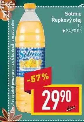 Billa Řepkový olej solmio 1l nabídka