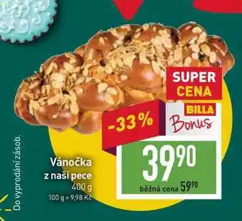 Billa Vánočka z naší pece 400 g nabídka